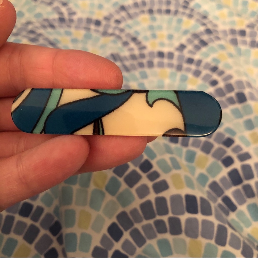 Abstract Blue and Turquoise Resin Barrette